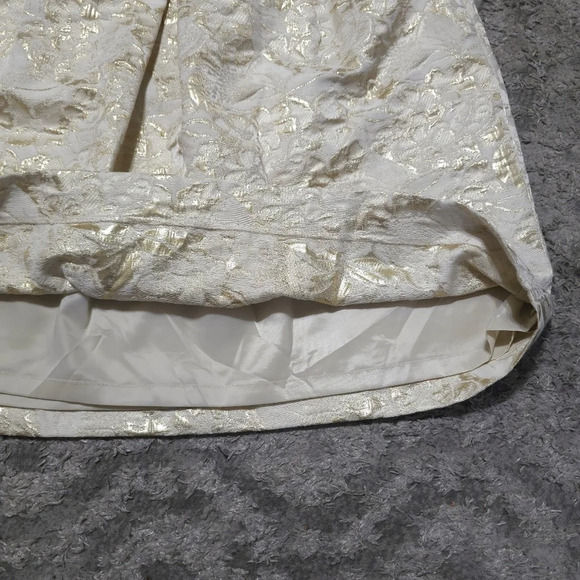HALOGEN Nwt Natural & Gold Metallic Floral Jaquard Pencil, Cotton Blend, 10 - Picture 8 of 14